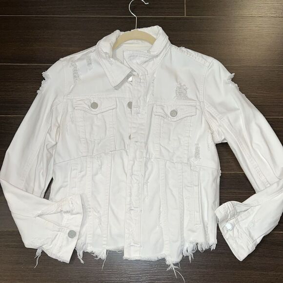 BLANKNYC Frayed Distressed Denim Jacket, Small - Picture 4 of 8